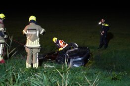 Auto te water langs N242 in Middenmeer
