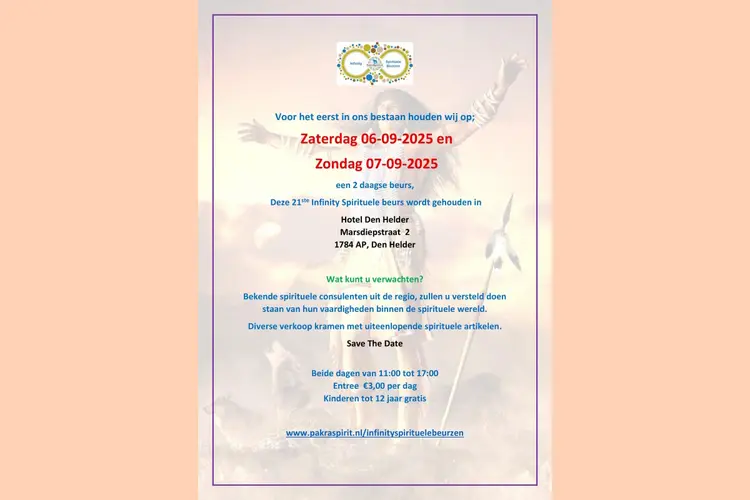Infinity Spirituele Beurs in Hotel Den Helder tijdens eerste weekend van september