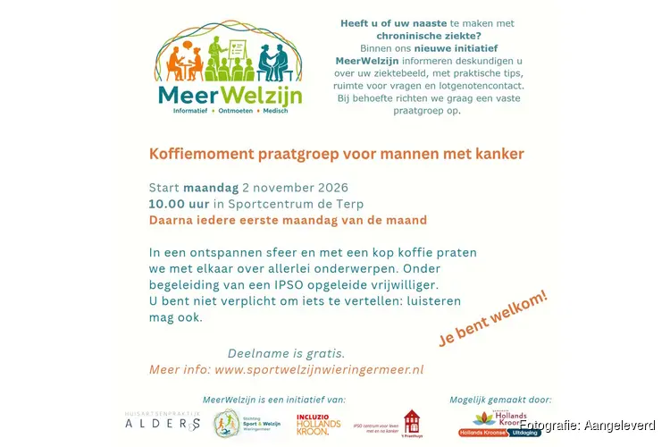 Even een kop koffie en een goed gesprek? Eerste praatgroep voor mannen met kanker